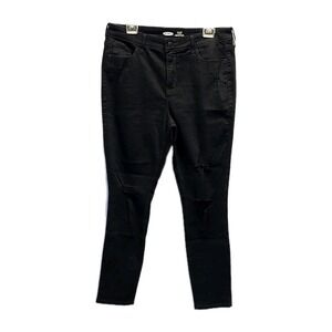 Old Navy Rockstar Black Distressed Super Skinny High Rise Jeans sz 14